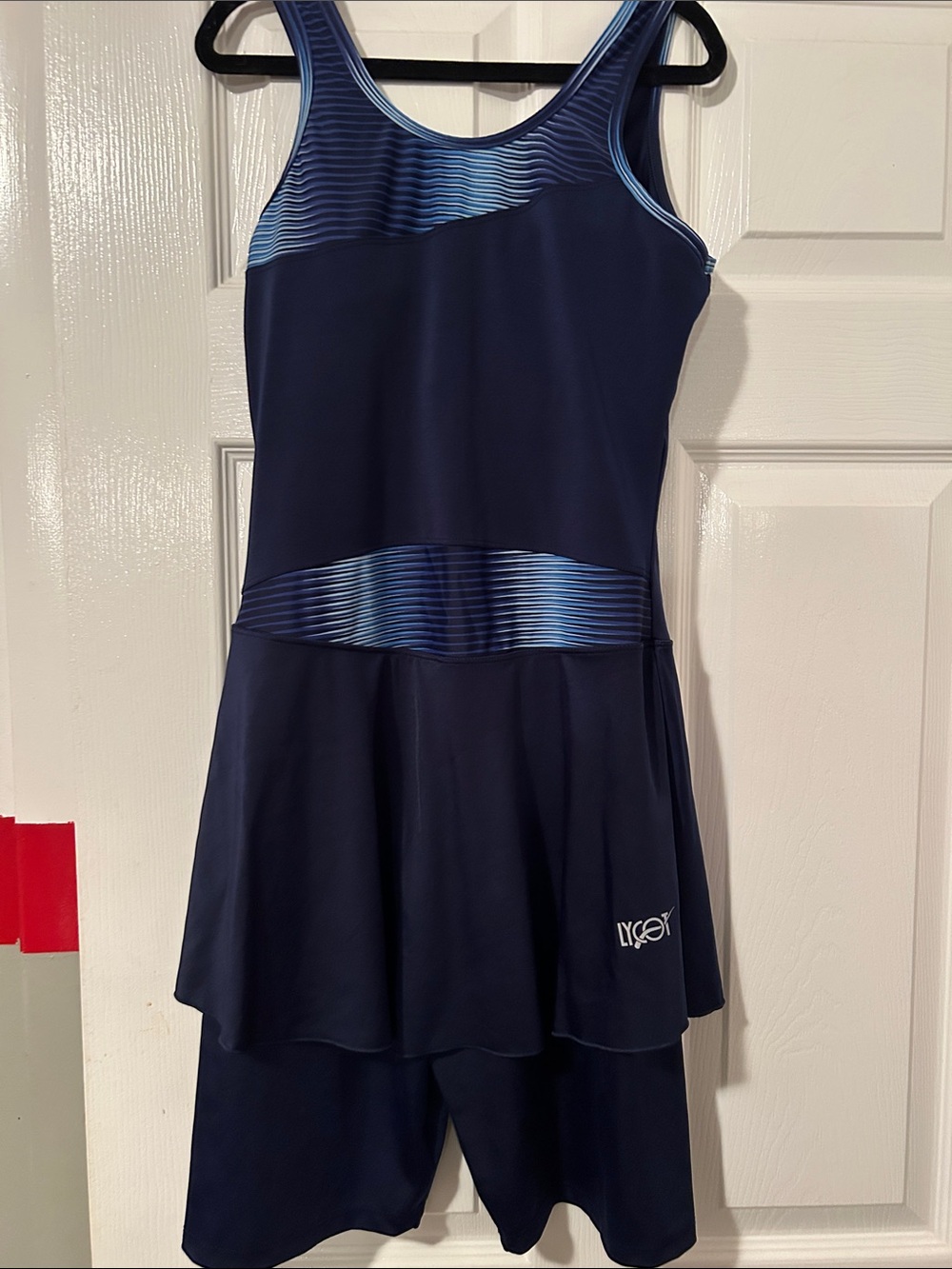 Navy Blue One-Piece Swimdress with Skirted Short